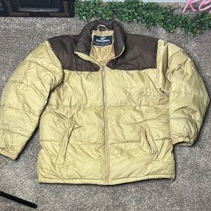 Steve & Barry's Men's Double Down Tan & Brown Warmth Zip Front Jacket Size XL